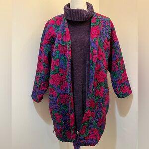 Vintage Floral Quilted Jacket – Size L – Bold & Beautiful!